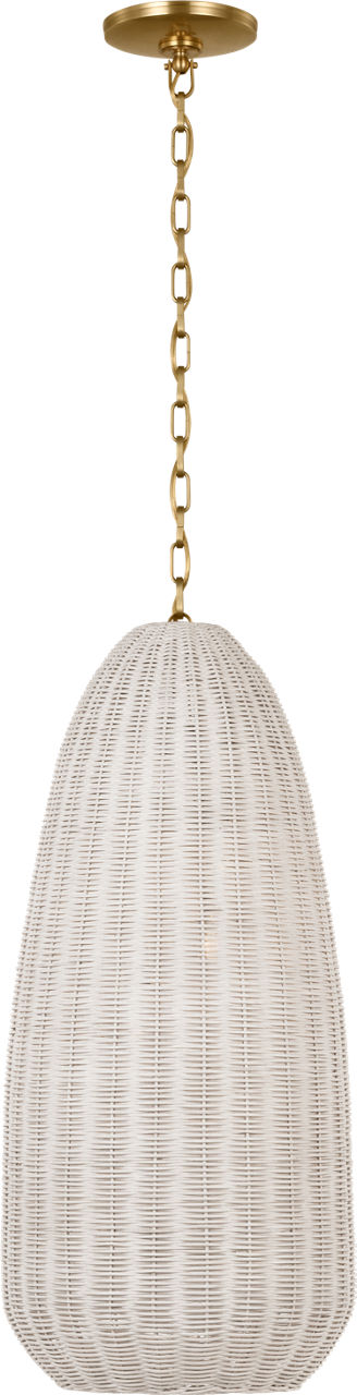 Kokomo 15" Elongated Pendant | Antique-Burnished Brass | Chalk Wicker Shade