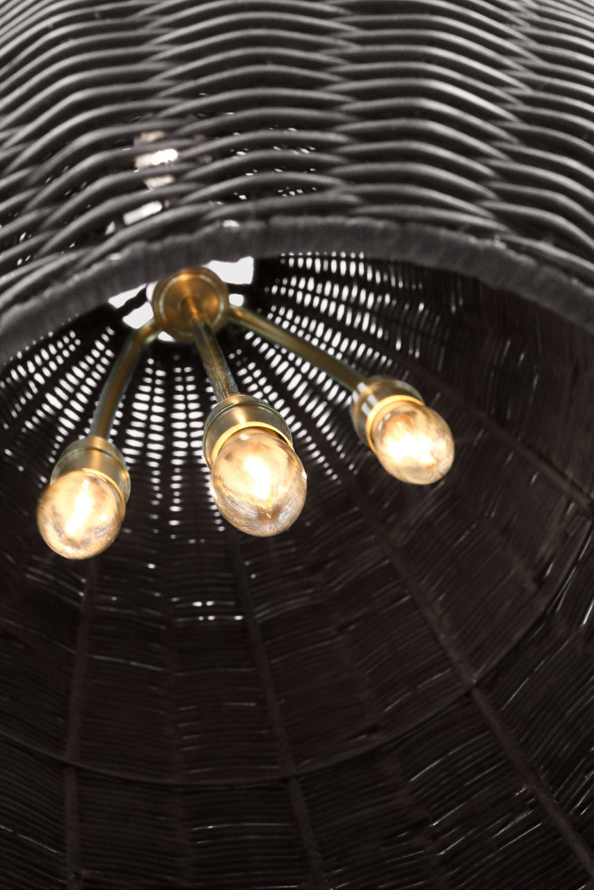 Kokomo 15" Elongated Pendant | Antique-Burnished Brass | Charcoal Wicker Shade