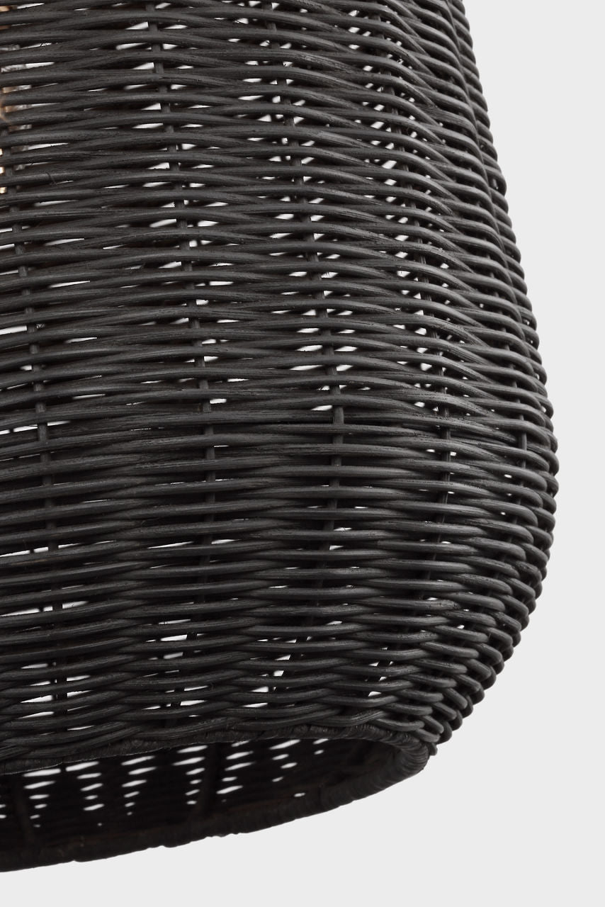 Kokomo 15" Elongated Pendant | Antique-Burnished Brass | Charcoal Wicker Shade