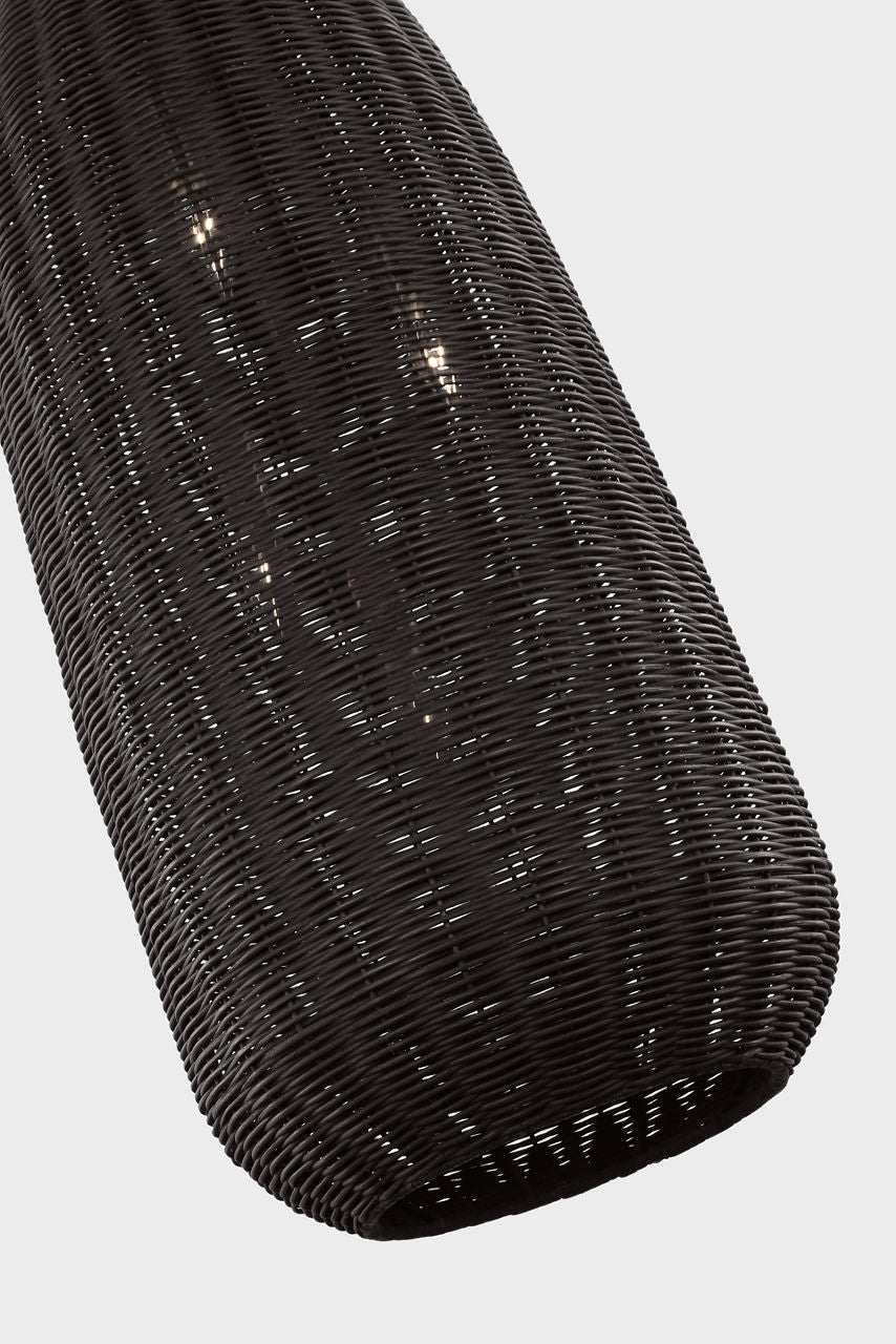 Kokomo 15" Elongated Pendant | Antique-Burnished Brass | Charcoal Wicker Shade