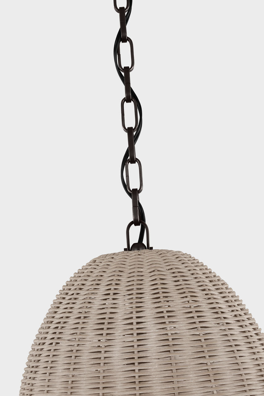 Kokomo 15" Elongated Pendant | Bronze | Ash Wicker Shade