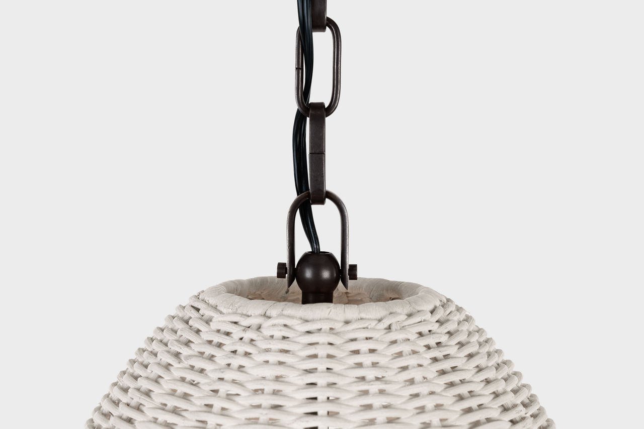 Kokomo 15" Elongated Pendant | Bronze | Chalk Wicker Shade