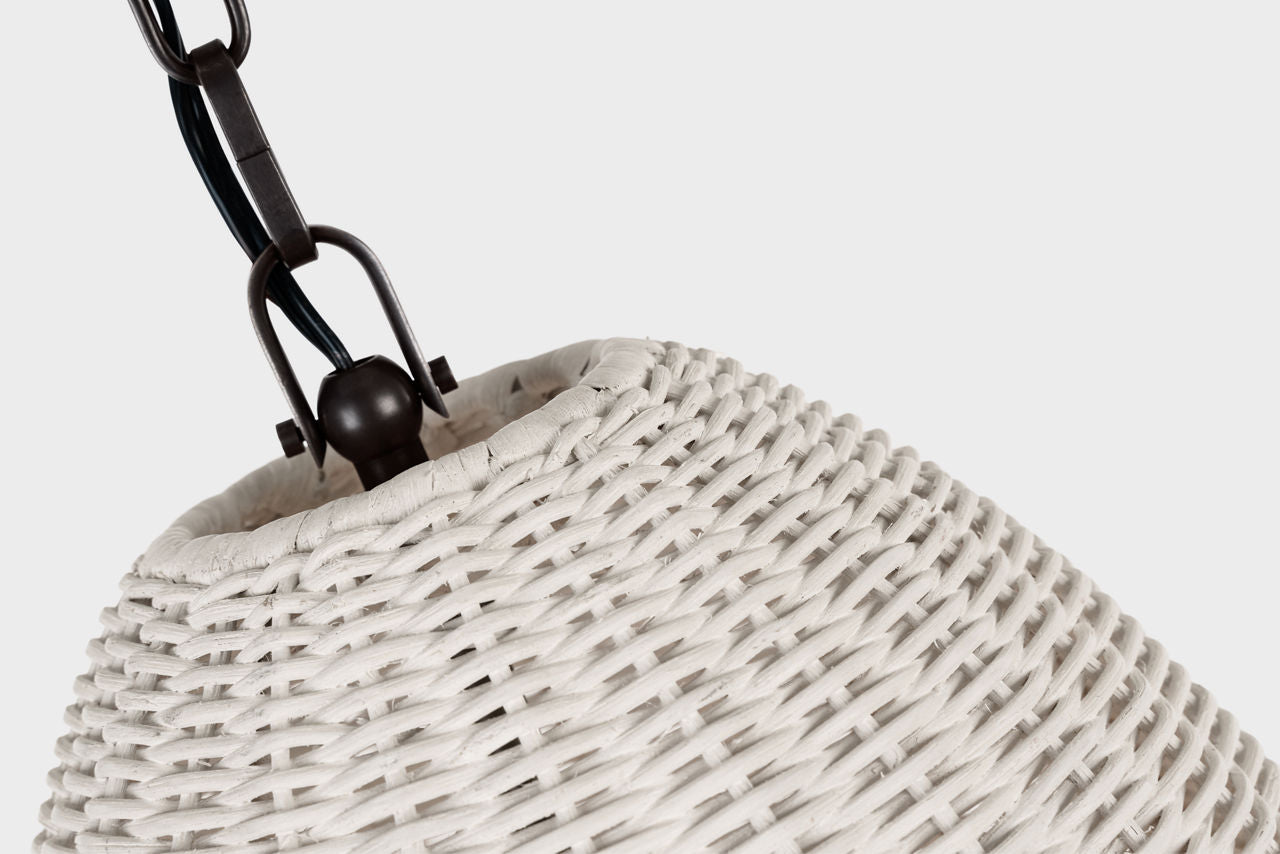 Kokomo 15" Elongated Pendant | Bronze | Chalk Wicker Shade