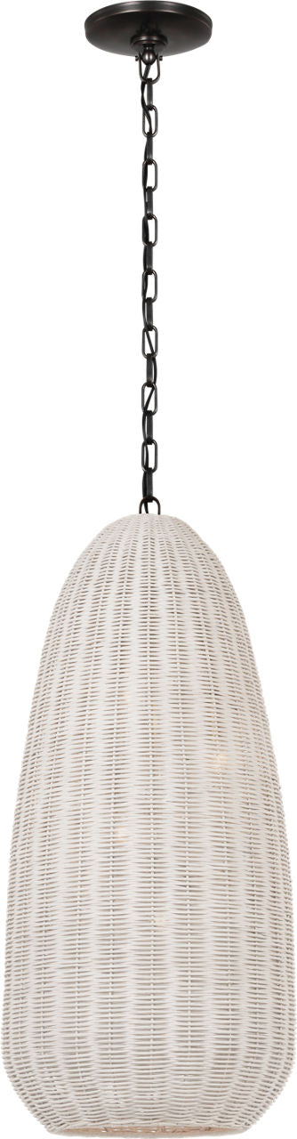 Kokomo 15" Elongated Pendant | Bronze | Chalk Wicker Shade