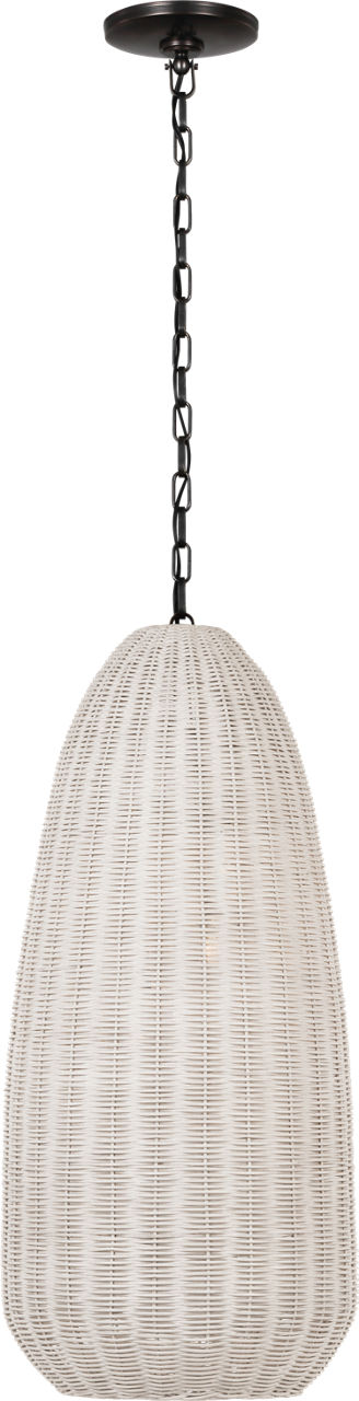 Kokomo 15" Elongated Pendant | Bronze | Chalk Wicker Shade
