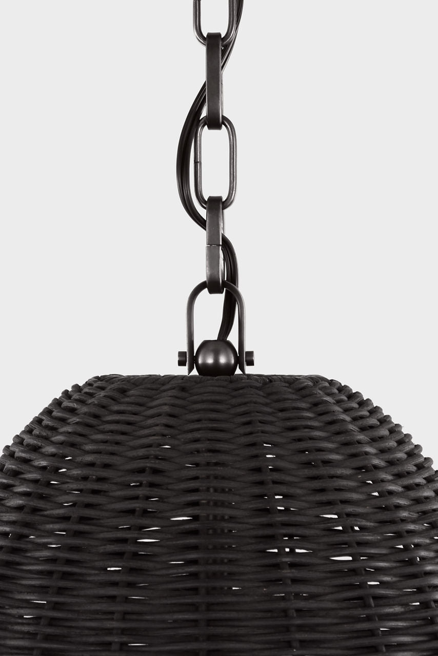 Kokomo 15" Elongated Pendant | Bronze | Charcoal Wicker Shade