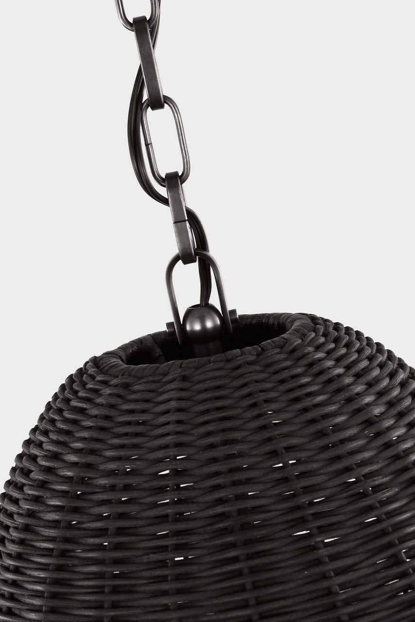 Kokomo 15" Elongated Pendant | Bronze | Charcoal Wicker Shade