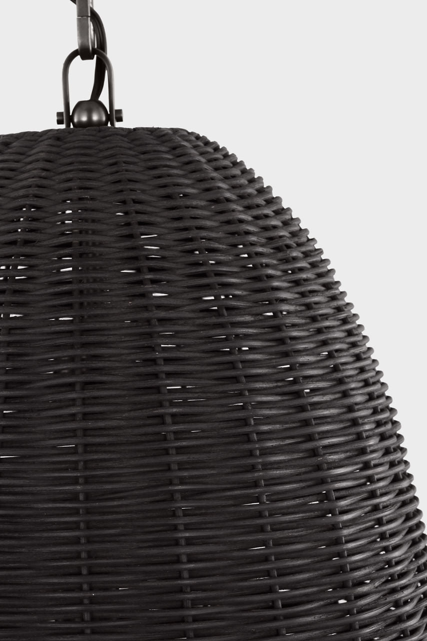 Kokomo 15" Elongated Pendant | Bronze | Charcoal Wicker Shade