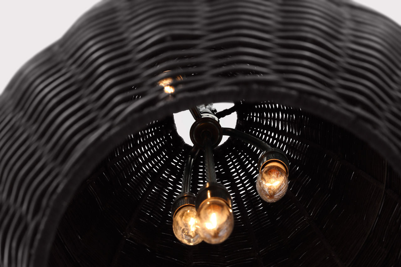 Kokomo 15" Elongated Pendant | Bronze | Charcoal Wicker Shade