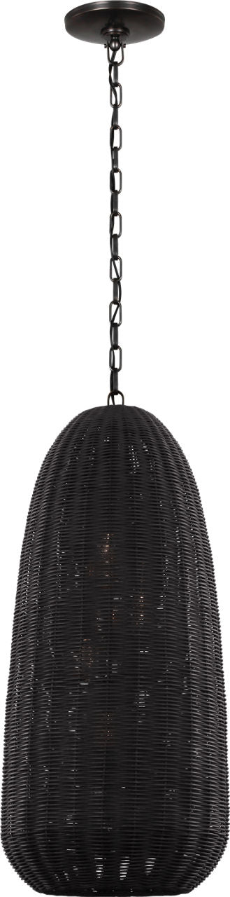 Kokomo 15" Elongated Pendant | Bronze | Charcoal Wicker Shade