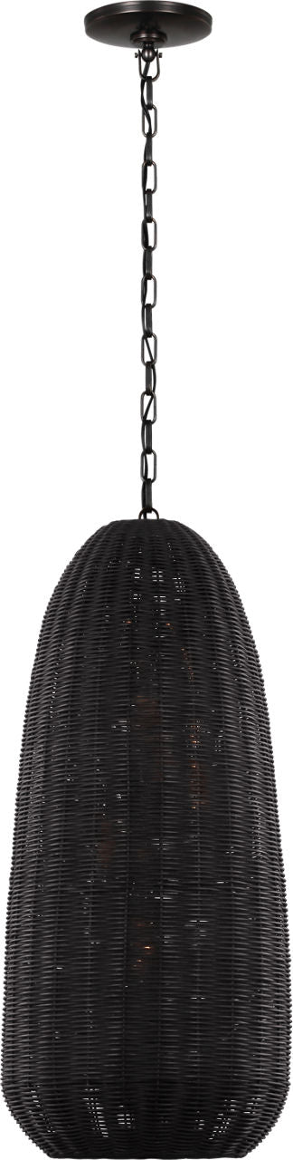 Kokomo 15" Elongated Pendant | Bronze | Charcoal Wicker Shade