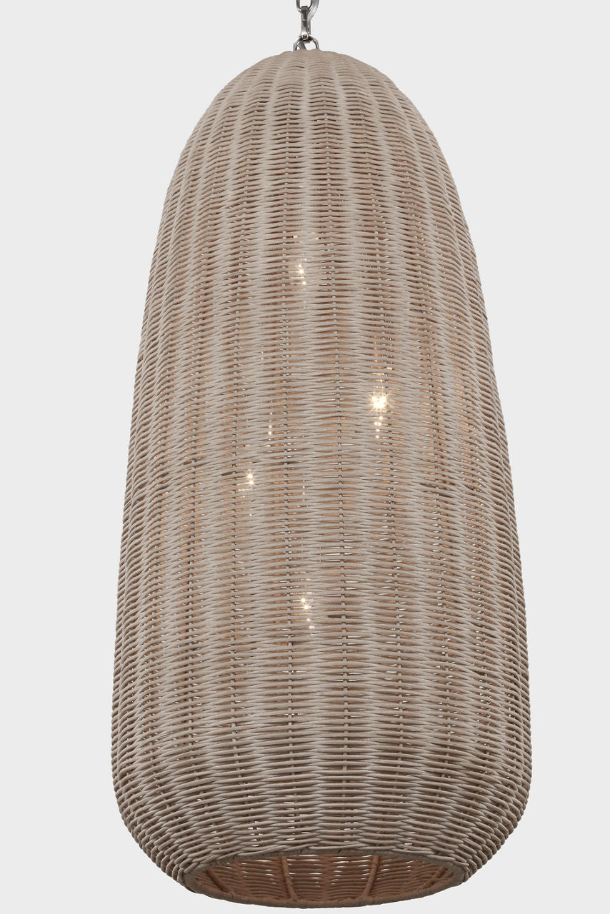 Kokomo 15" Elongated Pendant | Polished Nickel | Ash Wicker Shade