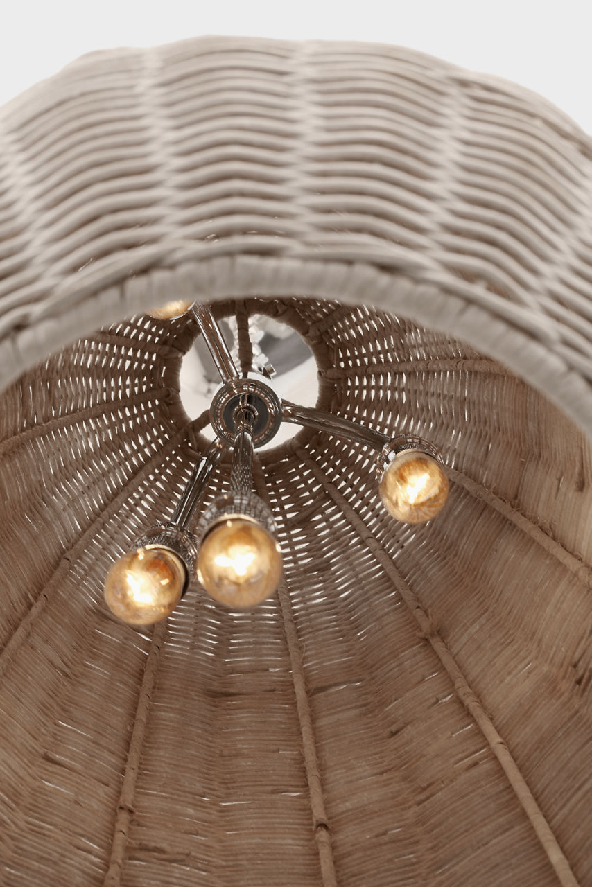 Kokomo 15" Elongated Pendant | Polished Nickel | Ash Wicker Shade