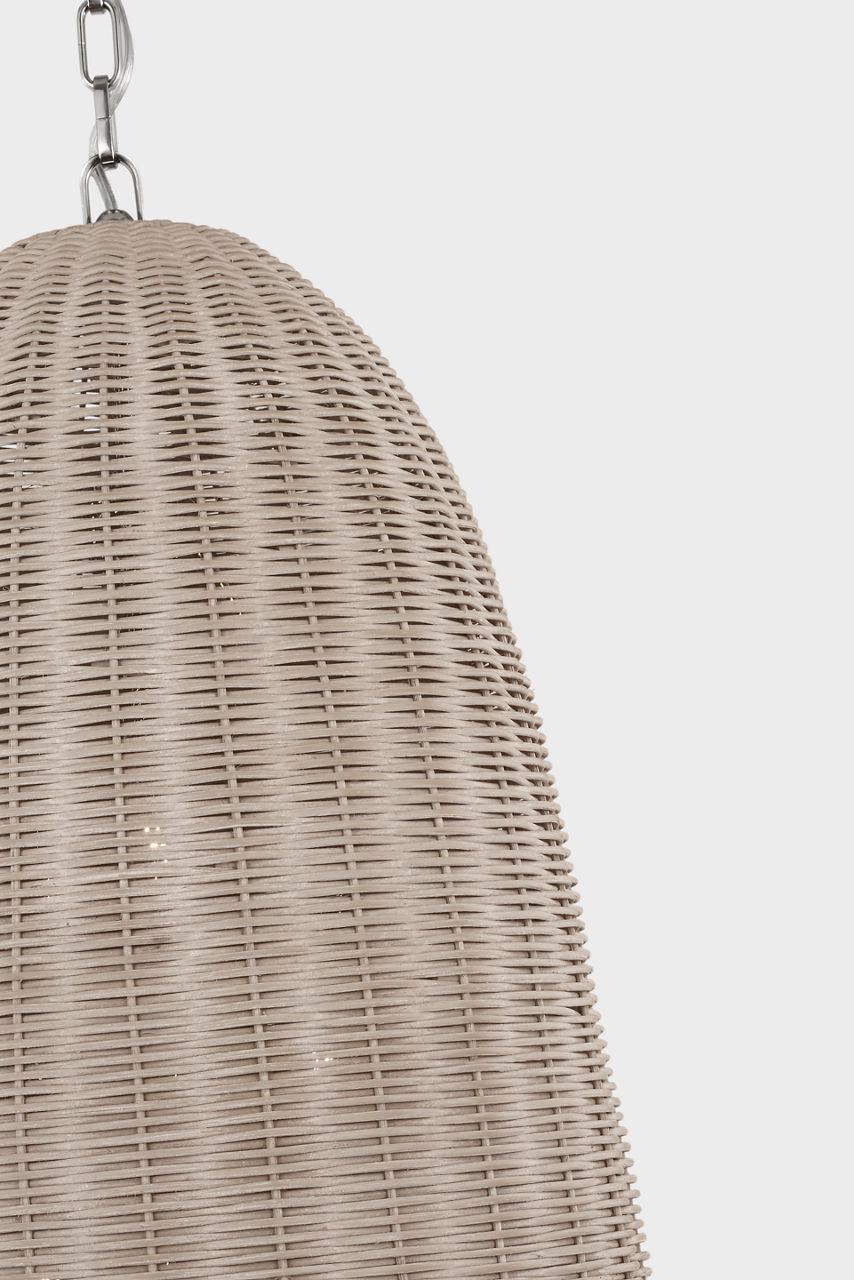 Kokomo 15" Elongated Pendant | Polished Nickel | Ash Wicker Shade