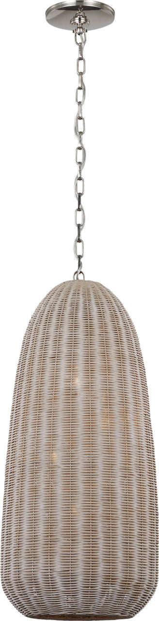 Kokomo 15" Elongated Pendant | Polished Nickel | Ash Wicker Shade