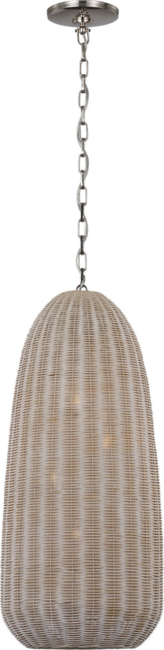 Kokomo 15" Elongated Pendant | Polished Nickel | Ash Wicker Shade