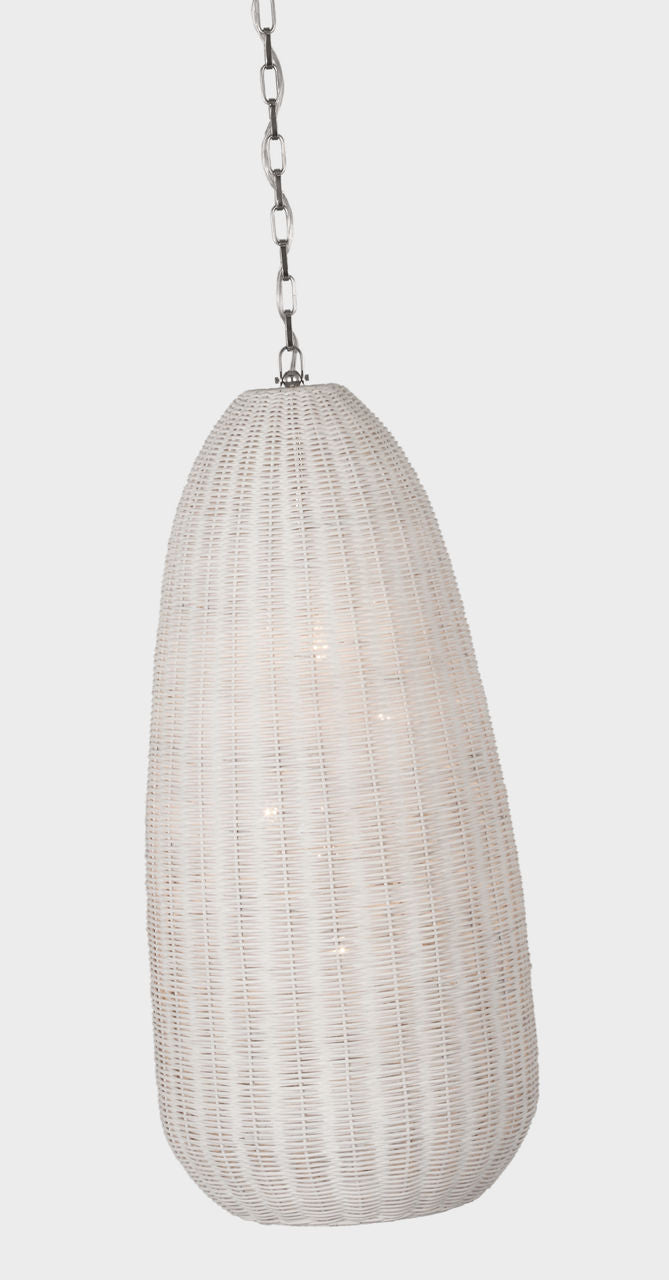 Kokomo 15" Elongated Pendant | Polished Nickel | Chalk Wicker Shade
