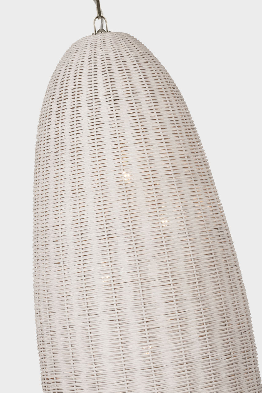 Kokomo 15" Elongated Pendant | Polished Nickel | Chalk Wicker Shade