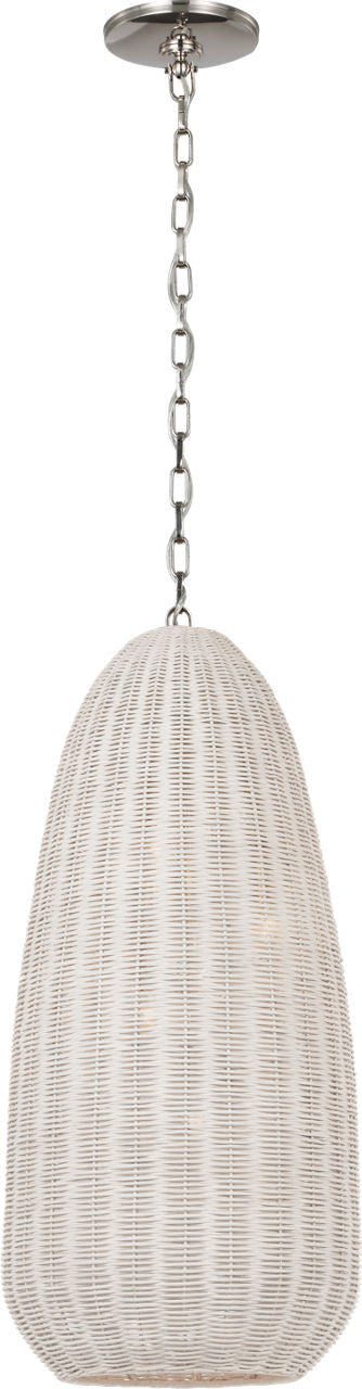 Kokomo 15" Elongated Pendant | Polished Nickel | Chalk Wicker Shade