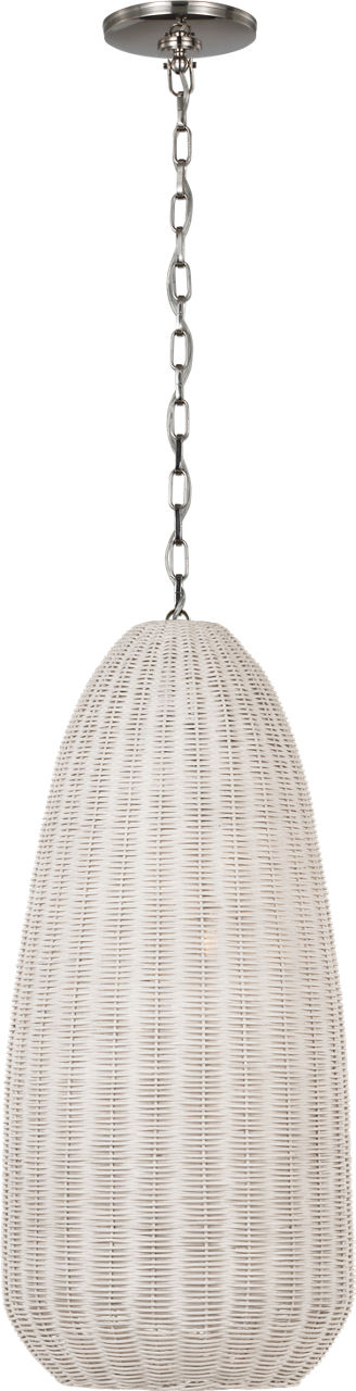 Kokomo 15" Elongated Pendant | Polished Nickel | Chalk Wicker Shade