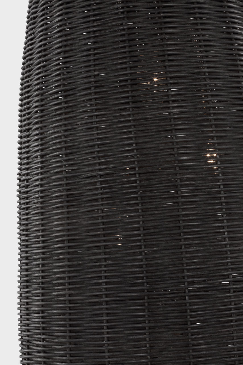 Kokomo 15" Elongated Pendant | Polished Nickel | Charcoal Wicker Shade