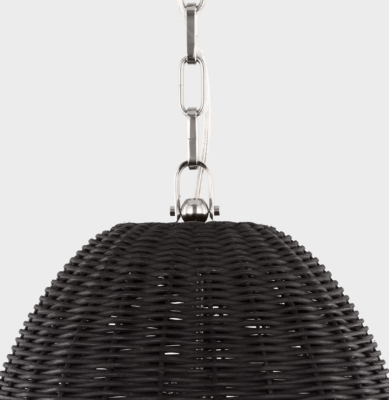 Kokomo 15" Elongated Pendant | Polished Nickel | Charcoal Wicker Shade