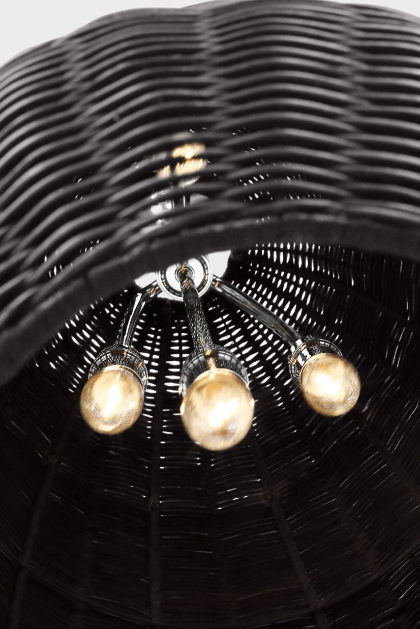 Kokomo 15" Elongated Pendant | Polished Nickel | Charcoal Wicker Shade