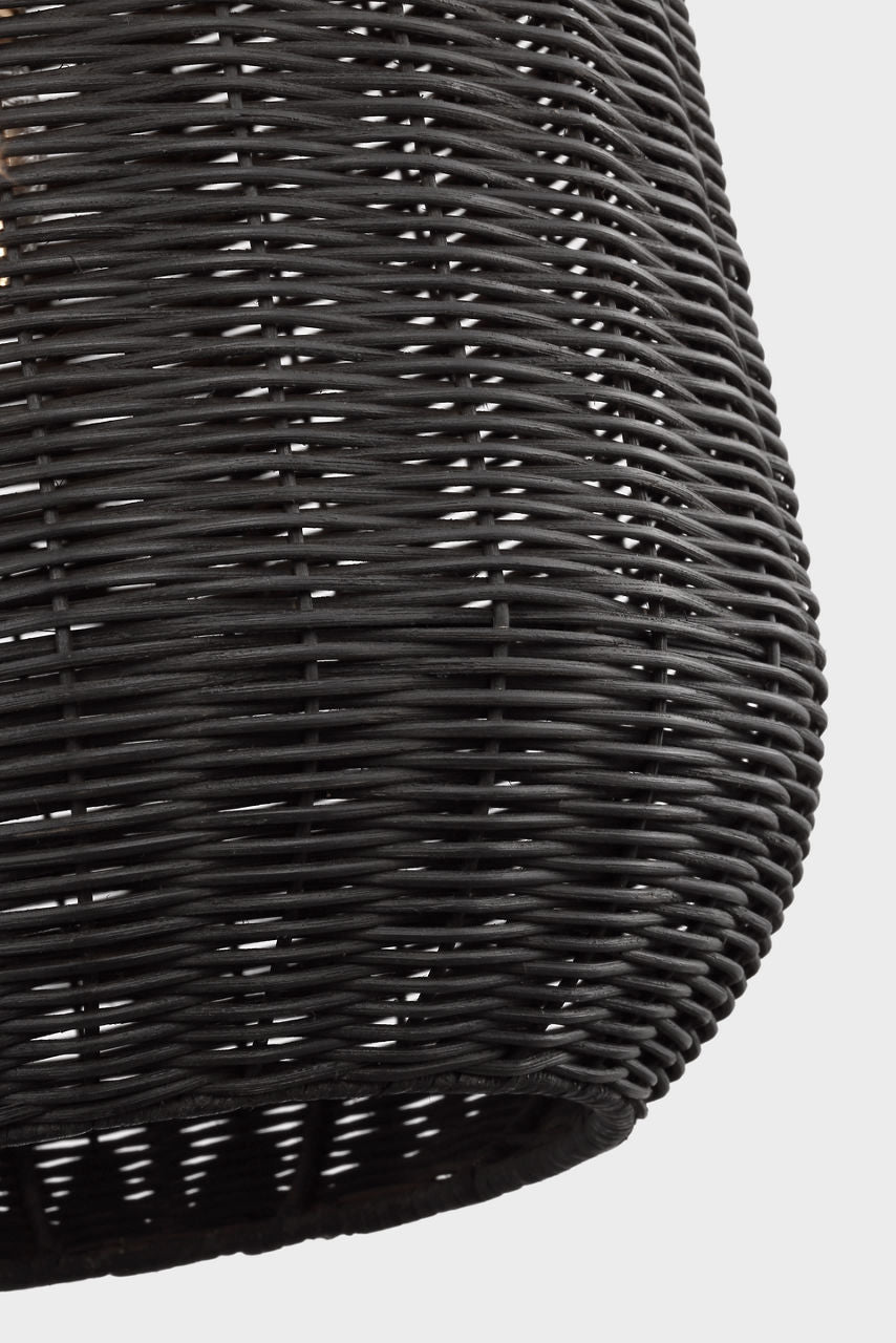 Kokomo 15" Elongated Pendant | Polished Nickel | Charcoal Wicker Shade