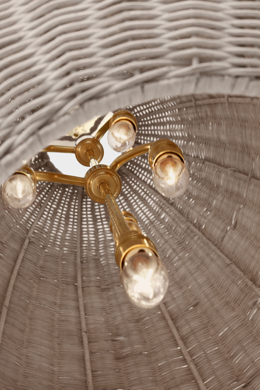 Kokomo 20" Elongated Pendant | Antique-Burnished Brass | Ash Wicker Shade
