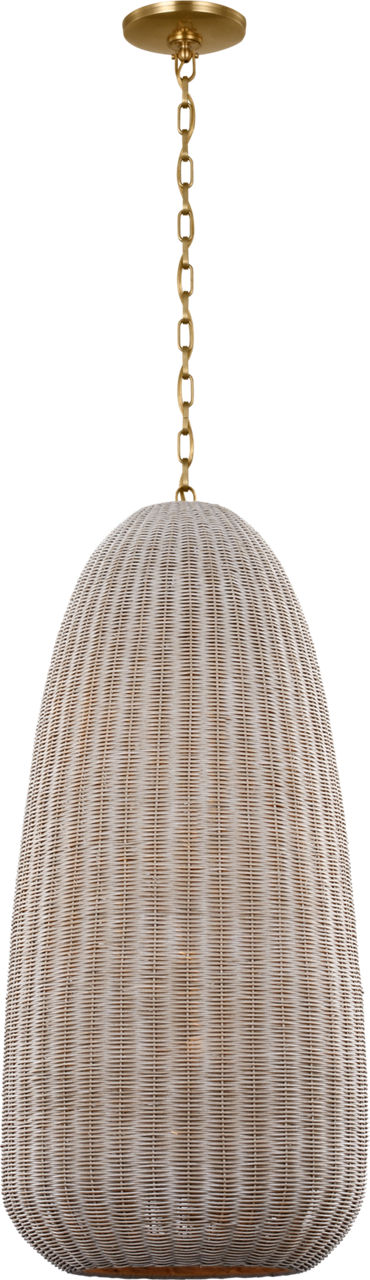 Kokomo 20" Elongated Pendant | Antique-Burnished Brass | Ash Wicker Shade