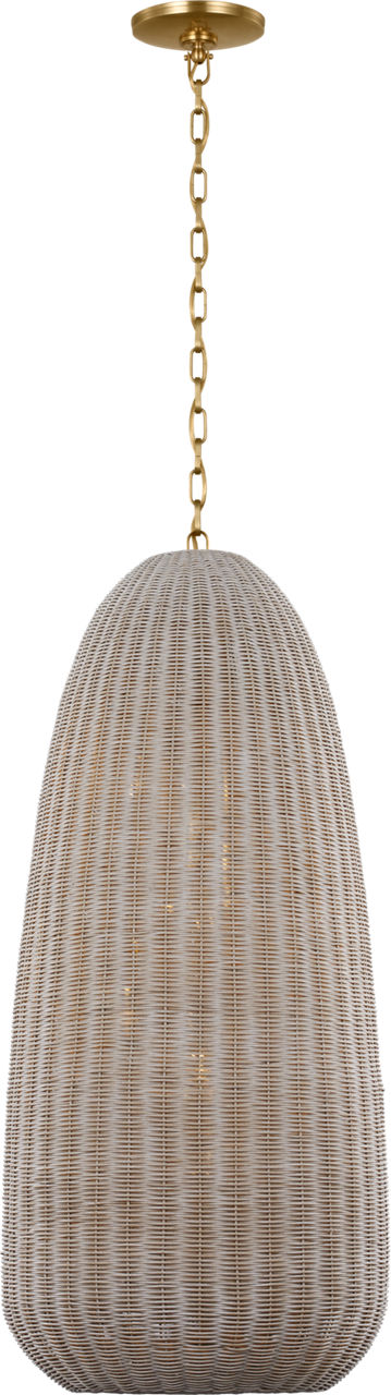 Kokomo 20" Elongated Pendant | Antique-Burnished Brass | Ash Wicker Shade