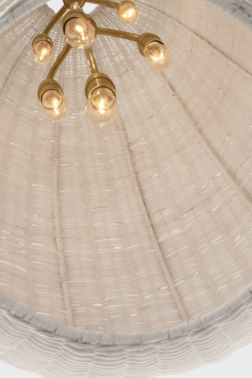 Kokomo 20" Elongated Pendant | Antique-Burnished Brass | Chalk Wicker Shade