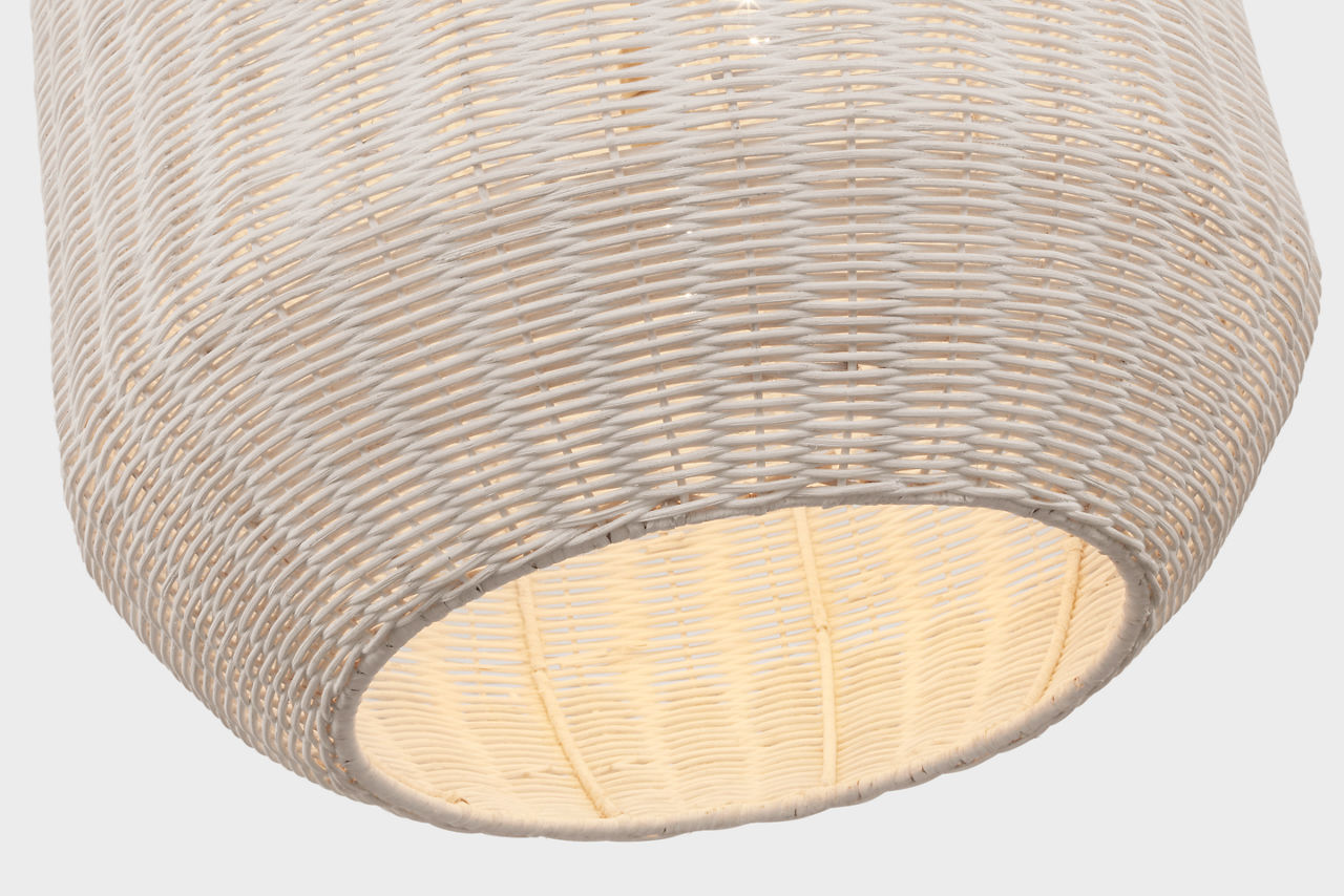 Kokomo 20" Elongated Pendant | Antique-Burnished Brass | Chalk Wicker Shade