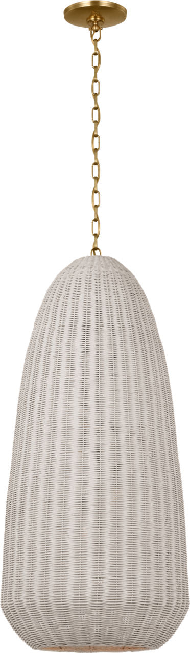 Kokomo 20" Elongated Pendant | Antique-Burnished Brass | Chalk Wicker Shade