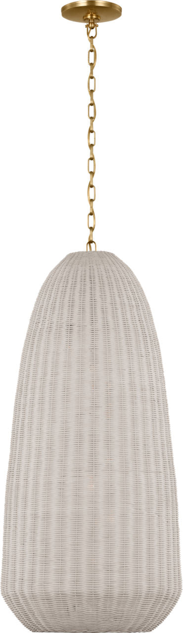 Kokomo 20" Elongated Pendant | Antique-Burnished Brass | Chalk Wicker Shade