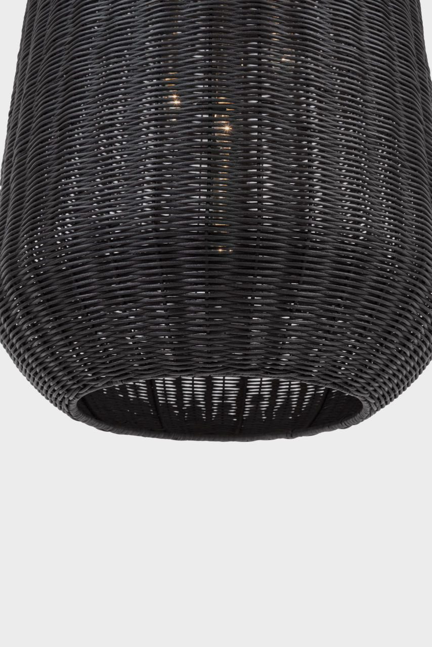 Kokomo 20" Elongated Pendant | Antique-Burnished Brass | Charcoal Wicker Shade