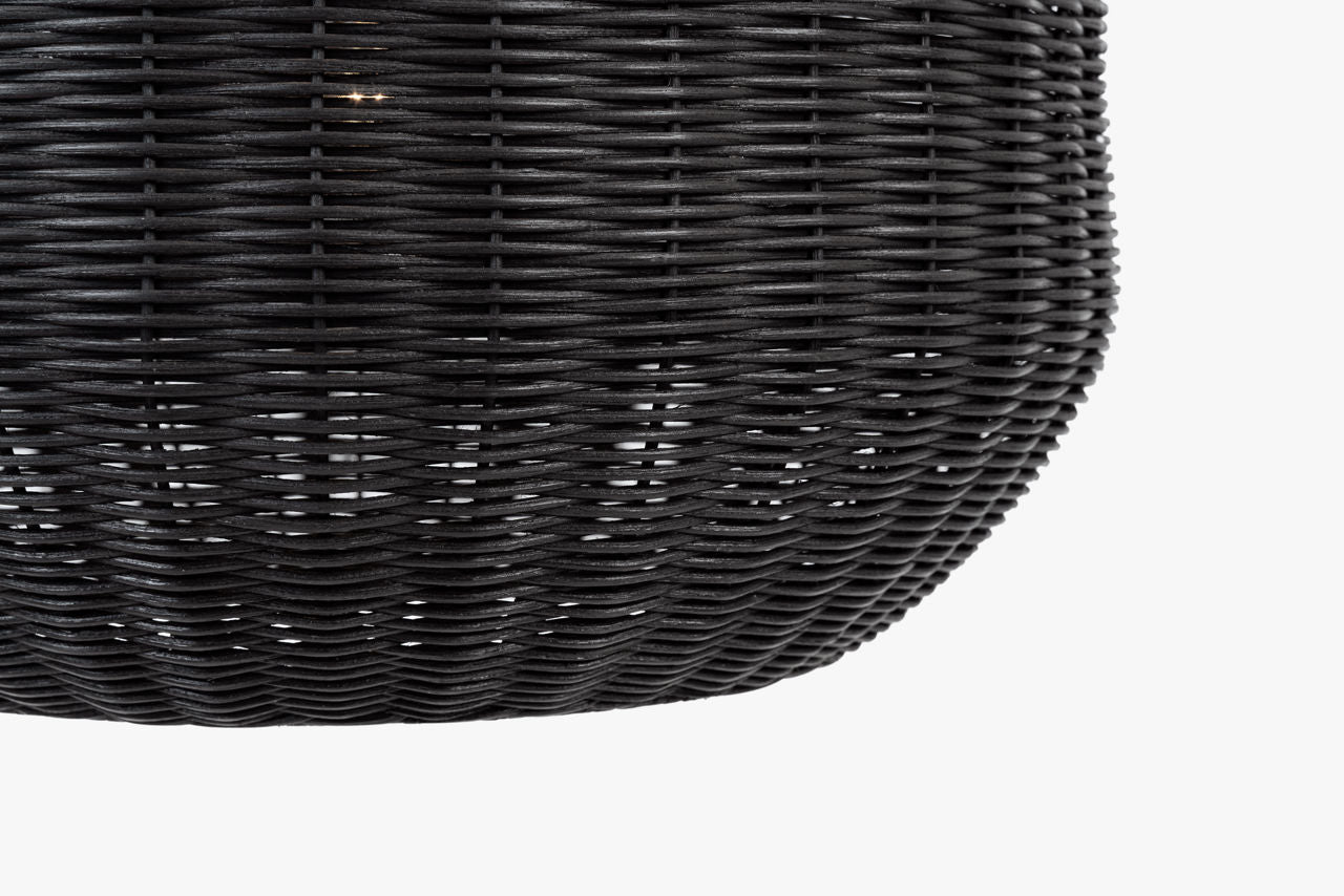 Kokomo 20" Elongated Pendant | Antique-Burnished Brass | Charcoal Wicker Shade