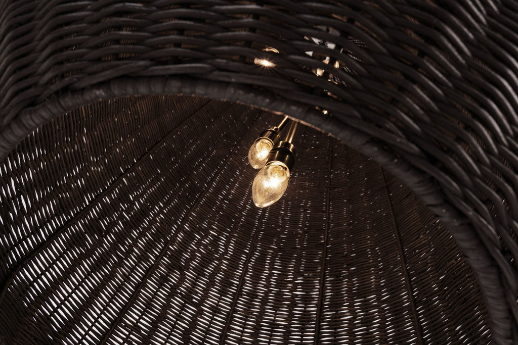 Kokomo 20" Elongated Pendant | Bronze | Charcoal Wicker Shade