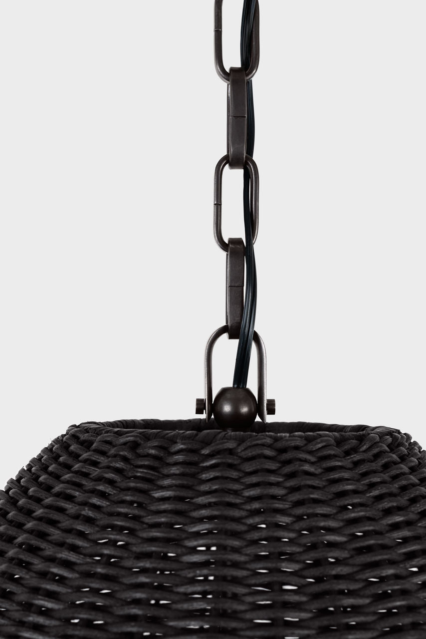 Kokomo 20" Elongated Pendant | Bronze | Charcoal Wicker Shade