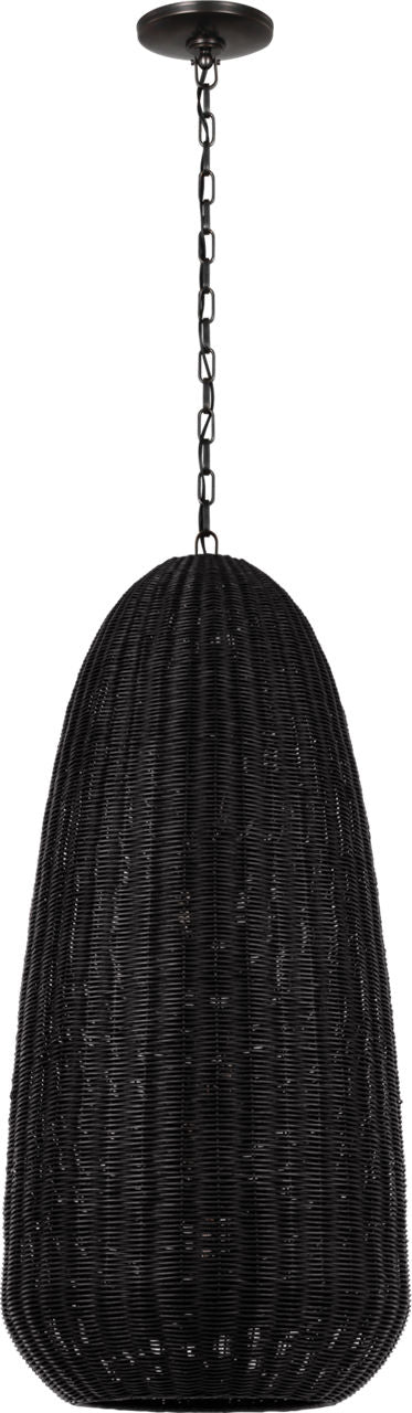 Kokomo 20" Elongated Pendant | Bronze | Charcoal Wicker Shade