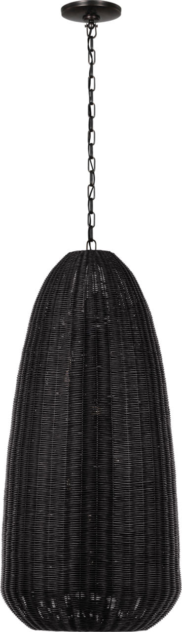 Kokomo 20" Elongated Pendant | Bronze | Charcoal Wicker Shade