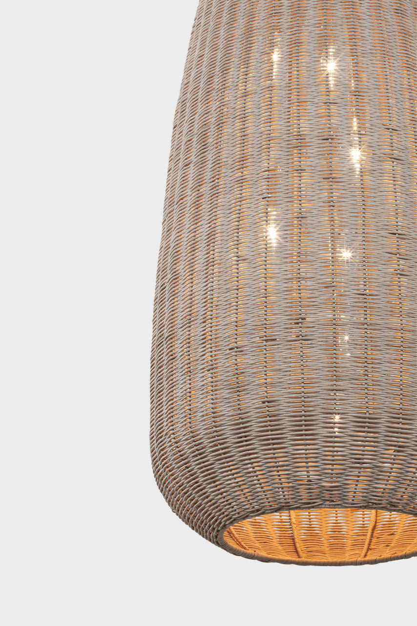 Kokomo 20" Elongated Pendant | Polished Nickel | Ash Wicker Shade