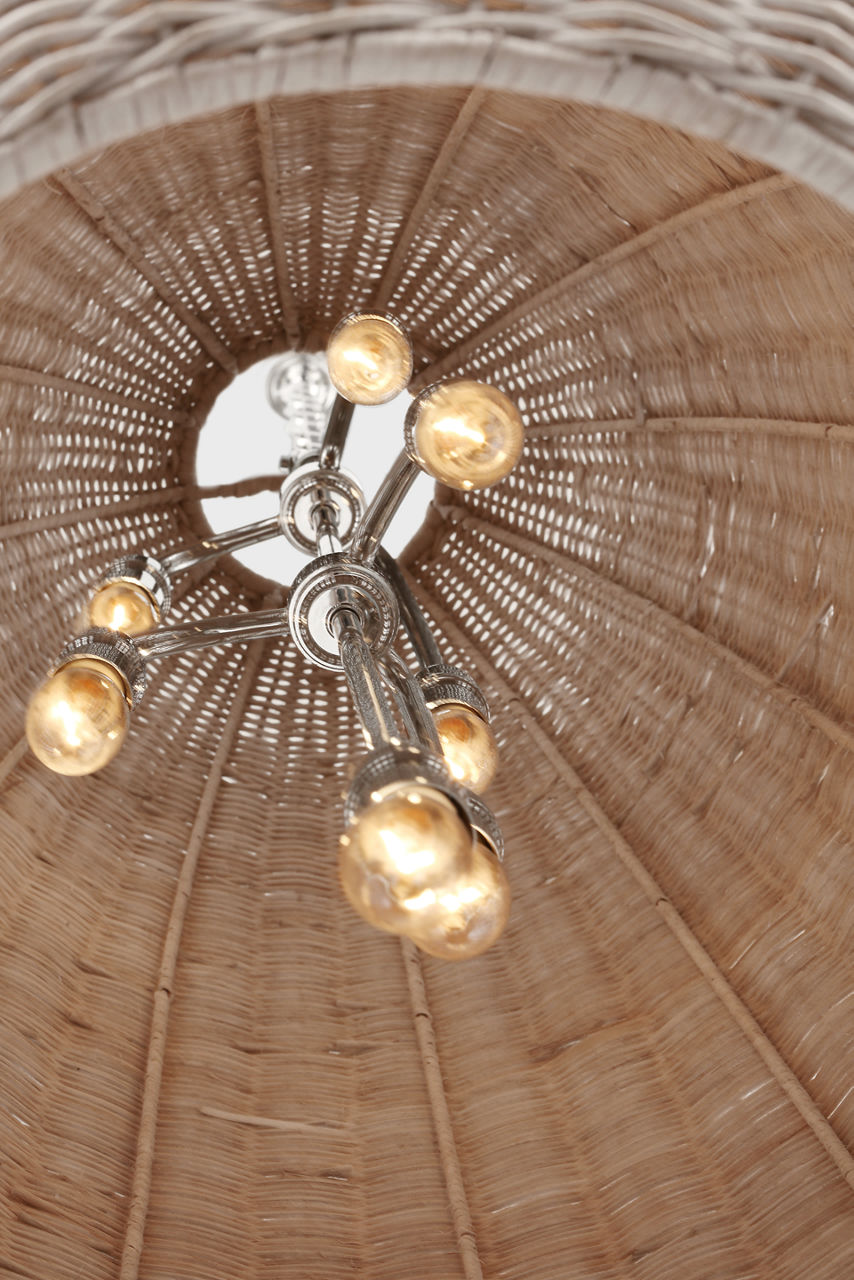 Kokomo 20" Elongated Pendant | Polished Nickel | Ash Wicker Shade