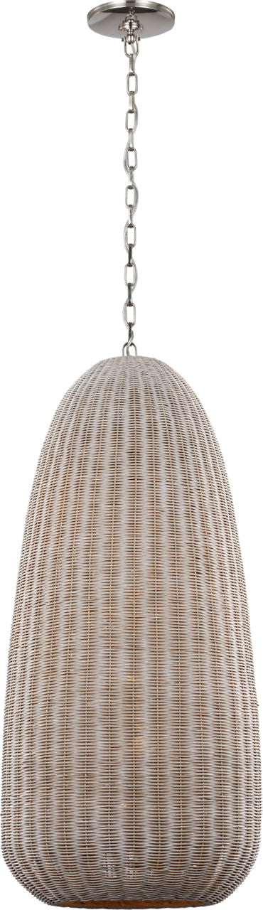 Kokomo 20" Elongated Pendant | Polished Nickel | Ash Wicker Shade