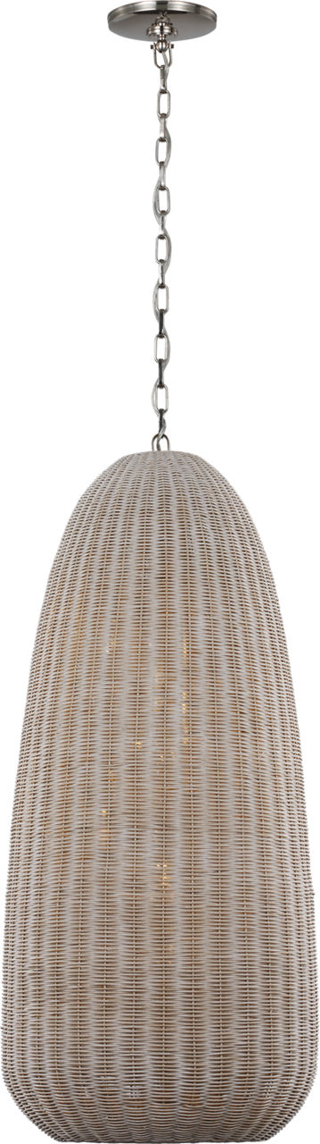 Kokomo 20" Elongated Pendant | Polished Nickel | Ash Wicker Shade