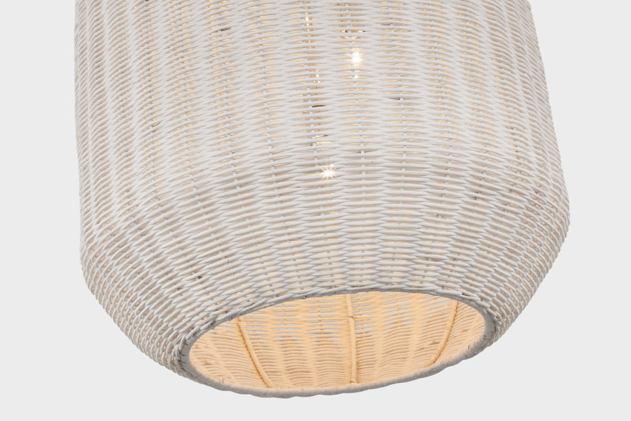 Kokomo 20" Elongated Pendant | Polished Nickel | Chalk Wicker Shade
