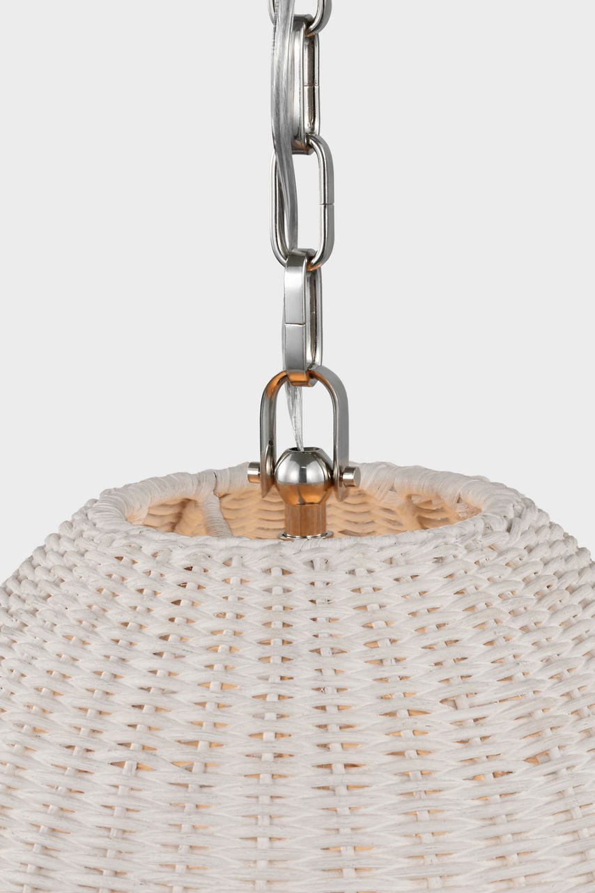Kokomo 20" Elongated Pendant | Polished Nickel | Chalk Wicker Shade