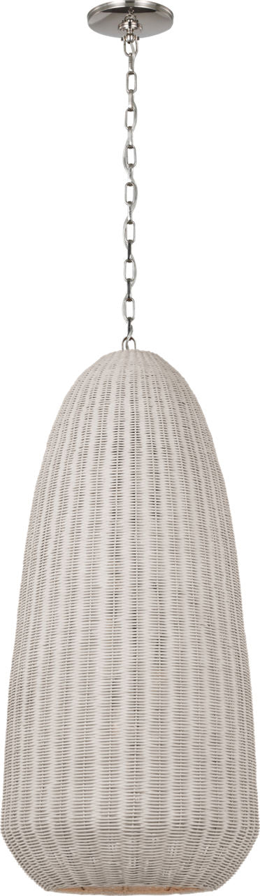 Kokomo 20" Elongated Pendant | Polished Nickel | Chalk Wicker Shade