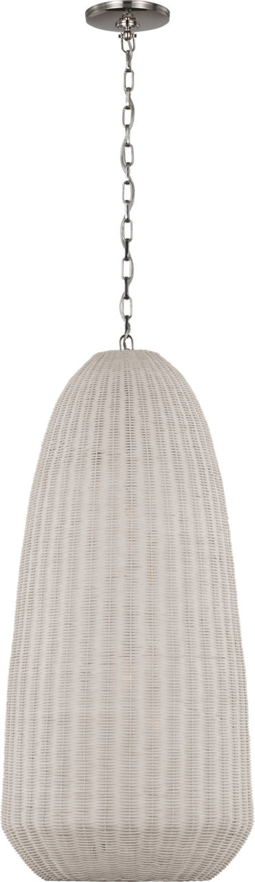 Kokomo 20" Elongated Pendant | Polished Nickel | Chalk Wicker Shade