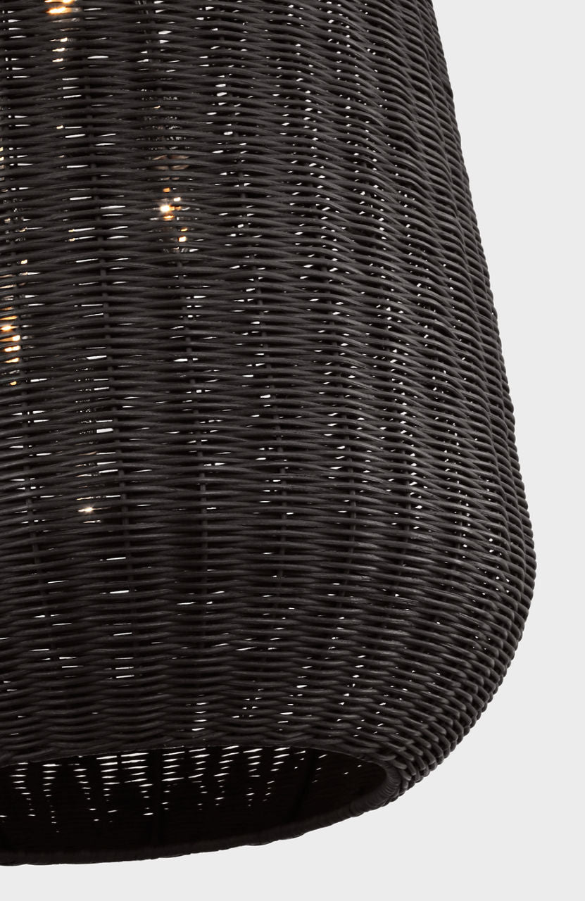 Kokomo 20" Elongated Pendant | Polished Nickel | Charcoal Wicker Shade